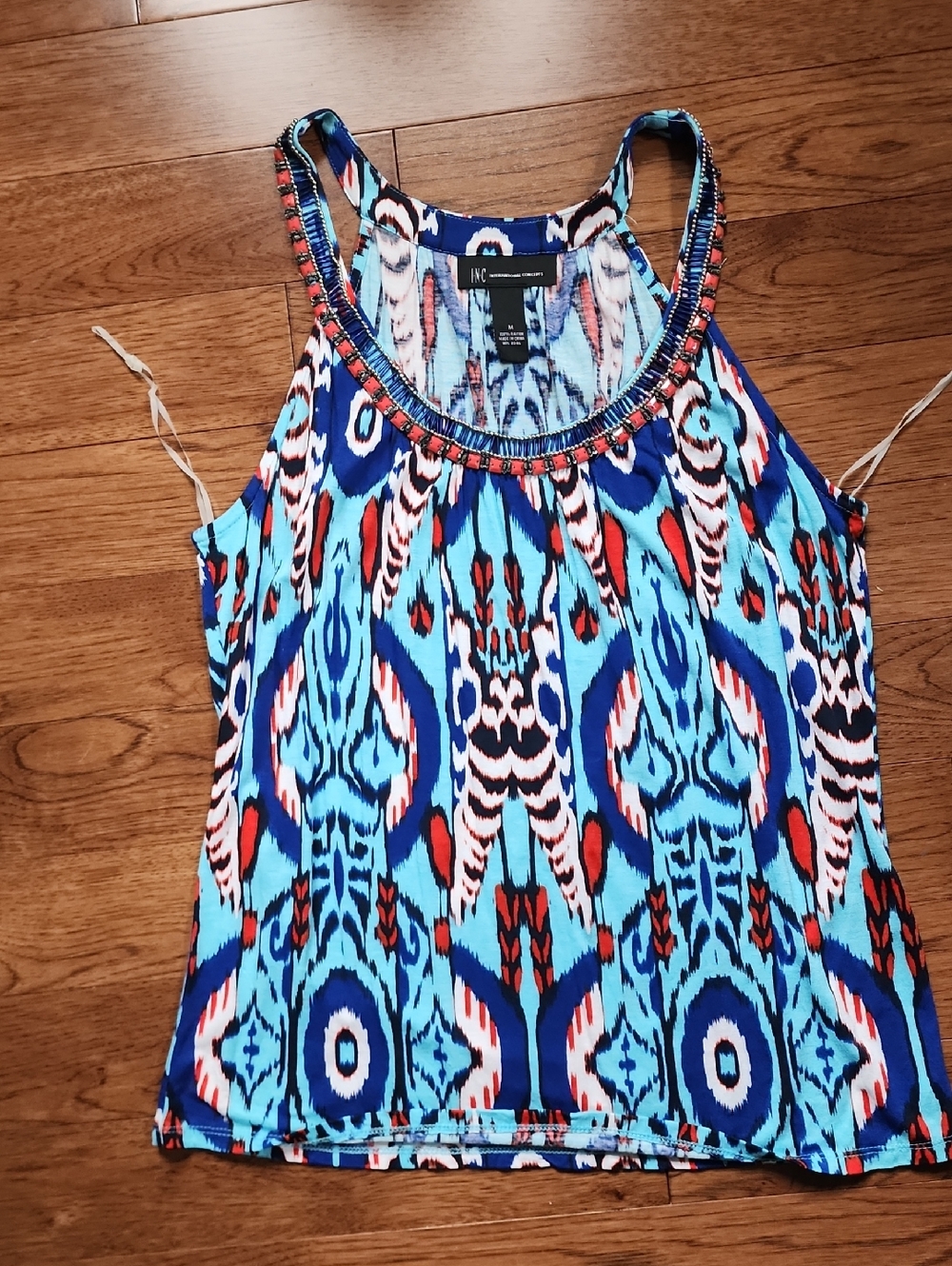 INC International Concepts Blue Patterned Tank Top